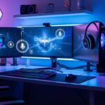 estação de trabalho gamer com alexa controlada por voz